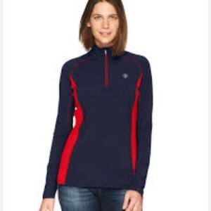 Ariat Navy and Red Long Sleeve Quarter-Zip Top